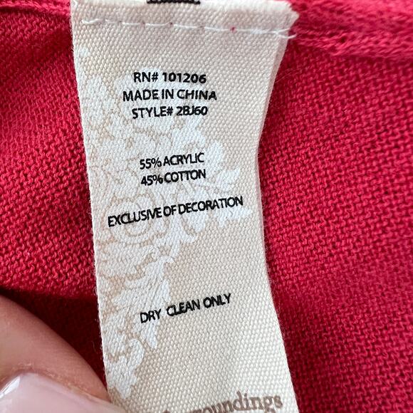 Soft Surroundings Pink XS Cardigan Sweater Embroidered Cranes Birds Long Sleeve - Picture 10 of 10